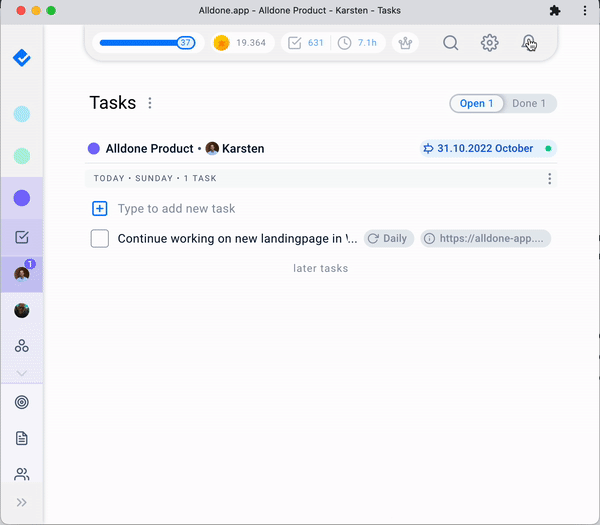 Activity feed interface