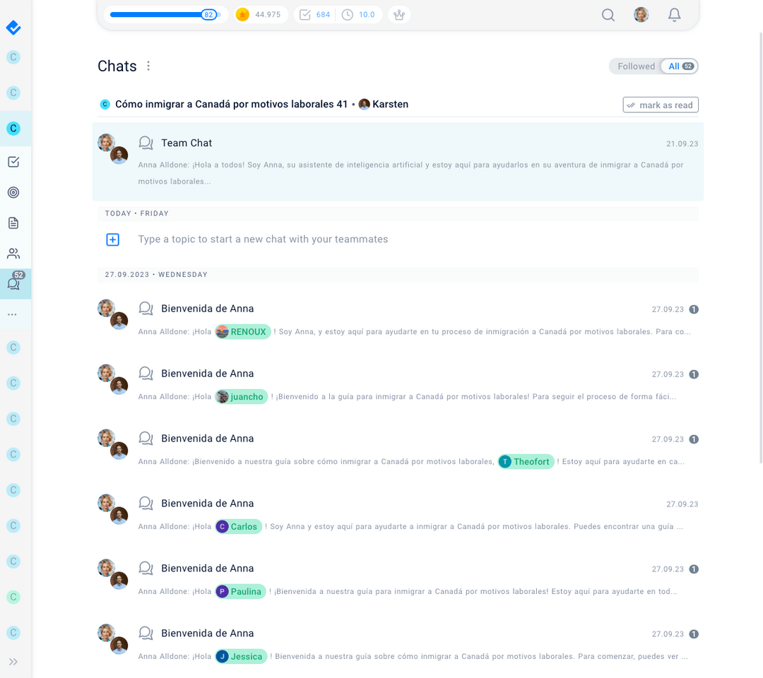 Chat in context interface
