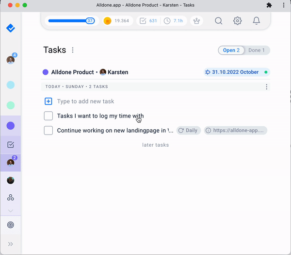 Time and points logging animation